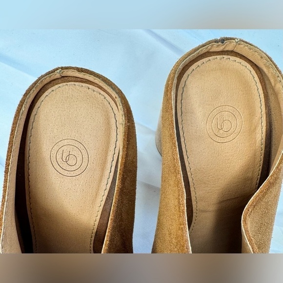 Urban Outfitters Women’s Brown Suede Open Toe Wooden Heel Mules Shoes Size 8 - Picture 7 of 10